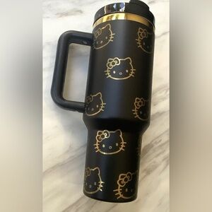 Hello Kitty Tumbler Cup Mug - 40oz - Stainless Steel - BLACK/GOLD - NEW In Box